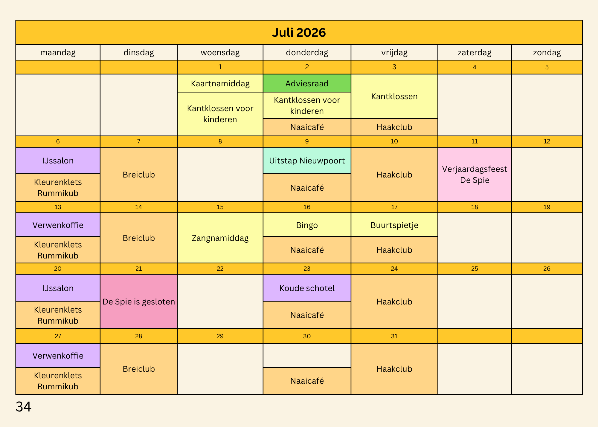 Kalender De Spie Juli Kalender De Spie Juli