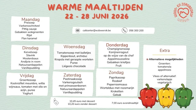 Deze week weer heerlijke gerechten op het menu. Smakelijk!